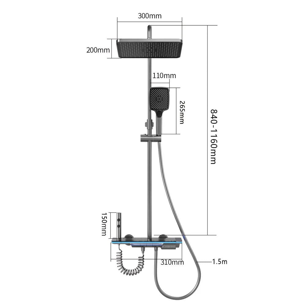 Luxury Smart Digital Shower System with LED Display and Thermostat