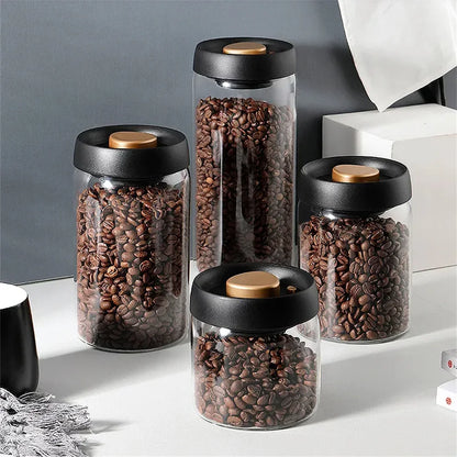 Coffee Beans Vacuum Sealed Tank Transparent Glass Food Storage