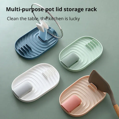 Foldable Pot Lid & Spatula Storage Rack - Non-Slip, Multifunctional Silicone Kitchen Organizer in Nordic Style