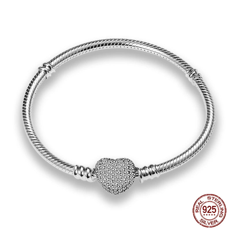 Sterling Silver 925 Bracelet with Star, Moon, Sun, and Four-Leaf Clover – Adjustable 17-20 cm