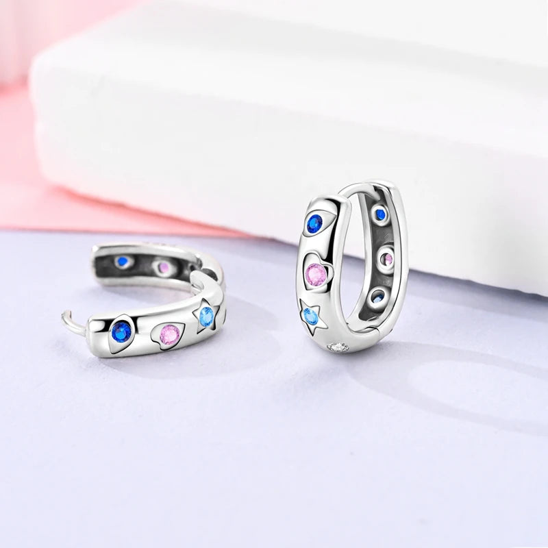 Ohrringe „Hope Rainbow Flower“ aus 925er Sterlingsilber – farbenfrohes Zirkonia-Stern- und Koi-Design – Modeschmuck für Damen