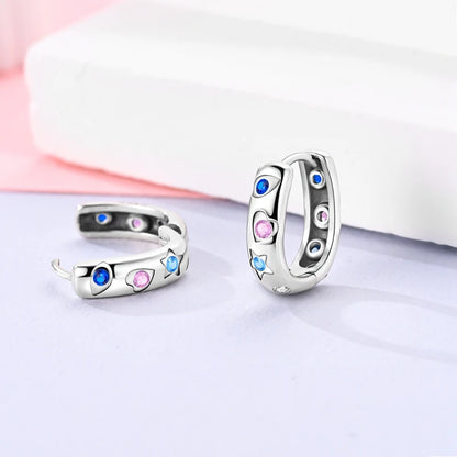 Ohrringe „Hope Rainbow Flower“ aus 925er Sterlingsilber – farbenfrohes Zirkonia-Stern- und Koi-Design – Modeschmuck für Damen