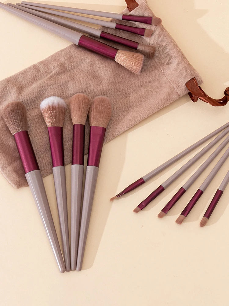 13-Piece Soft Fiber Makeup Brush Set for Beginners – Includes Eye Shadow, Powder, and Concealer Brushes