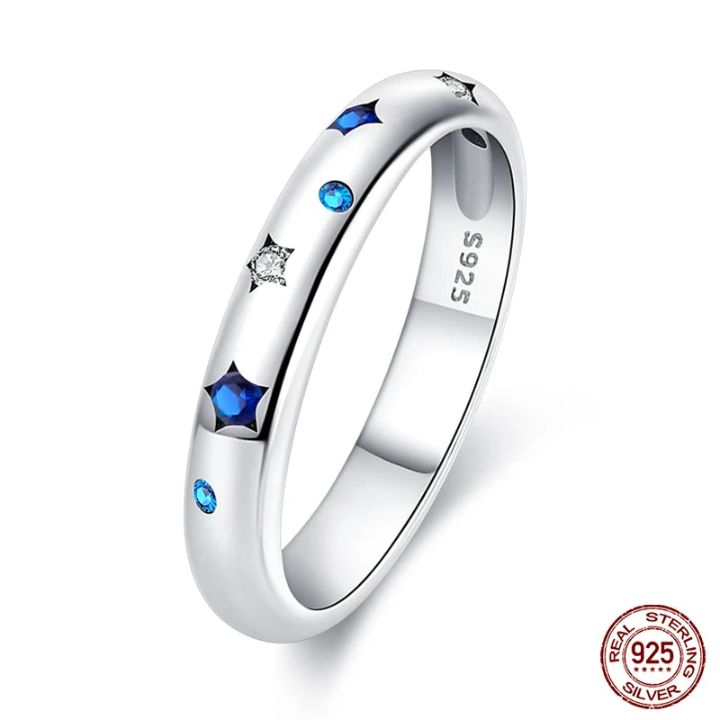 925 Sterling Silber Ring für Damen – Rosa Herz mit Krone, Stern, Mond und Schneeflocken Zirkonia Akzenten – Modischer Verlobungs- und Hochzeitsschmuck