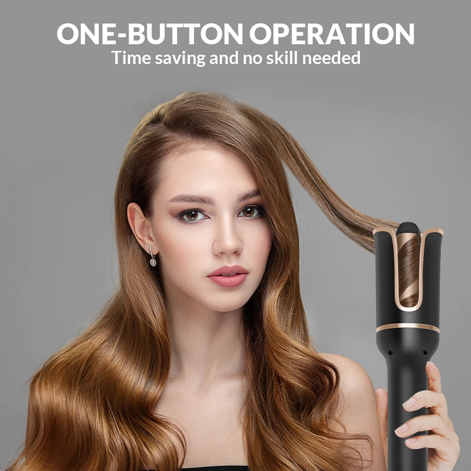 Automatic Hair Curler and Crimper: Electric Wave and Curl Tool with Integrated Ferro Ringlet Loop Technology for Effortless Wavy and Crimped Hairstyles