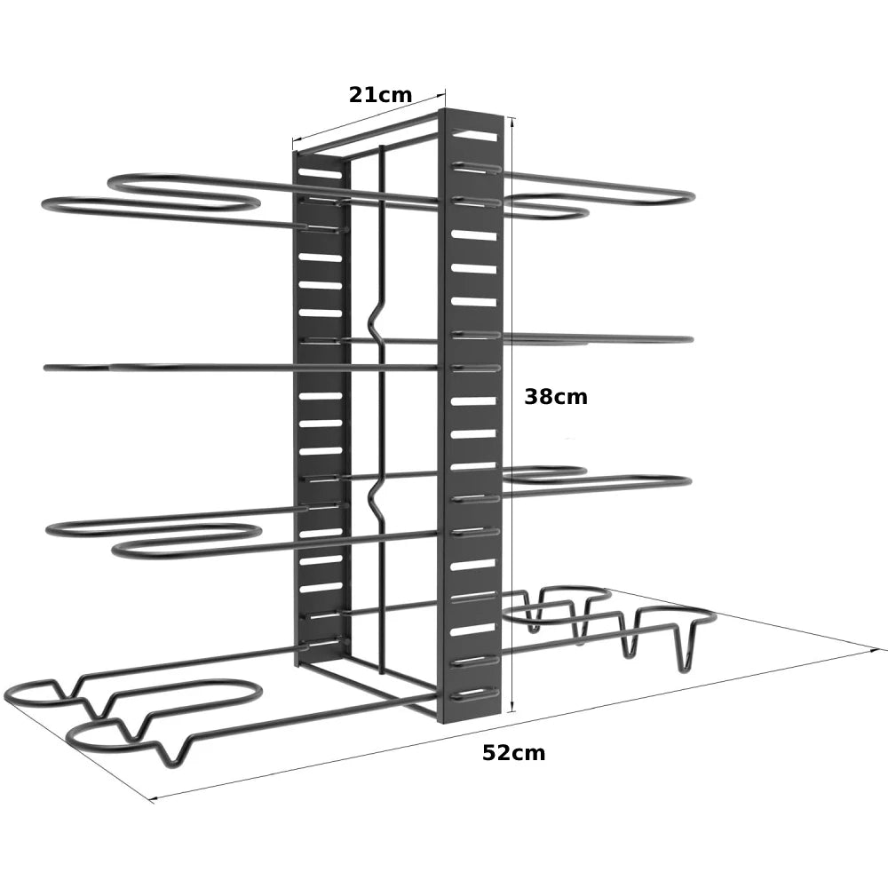 Verstellbares 5/8-stufiges Hochleistungs-Topf- und Pfannenregal aus Metall – 3 DIY-Aufstellungsoptionen für die Aufbewahrung in der Küche