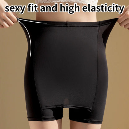 Double Layer High Waist Safety Panties for Women - Thin Boxer with Ice Silk Protective Shorts