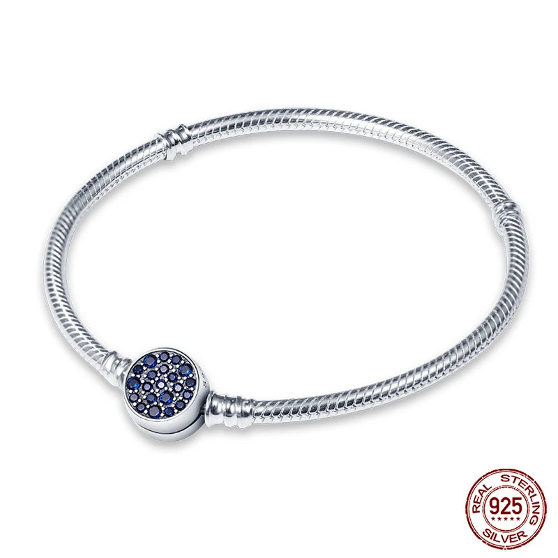 Sterling Silver 925 Bracelet with Star, Moon, Sun, and Four-Leaf Clover – Adjustable 17-20 cm