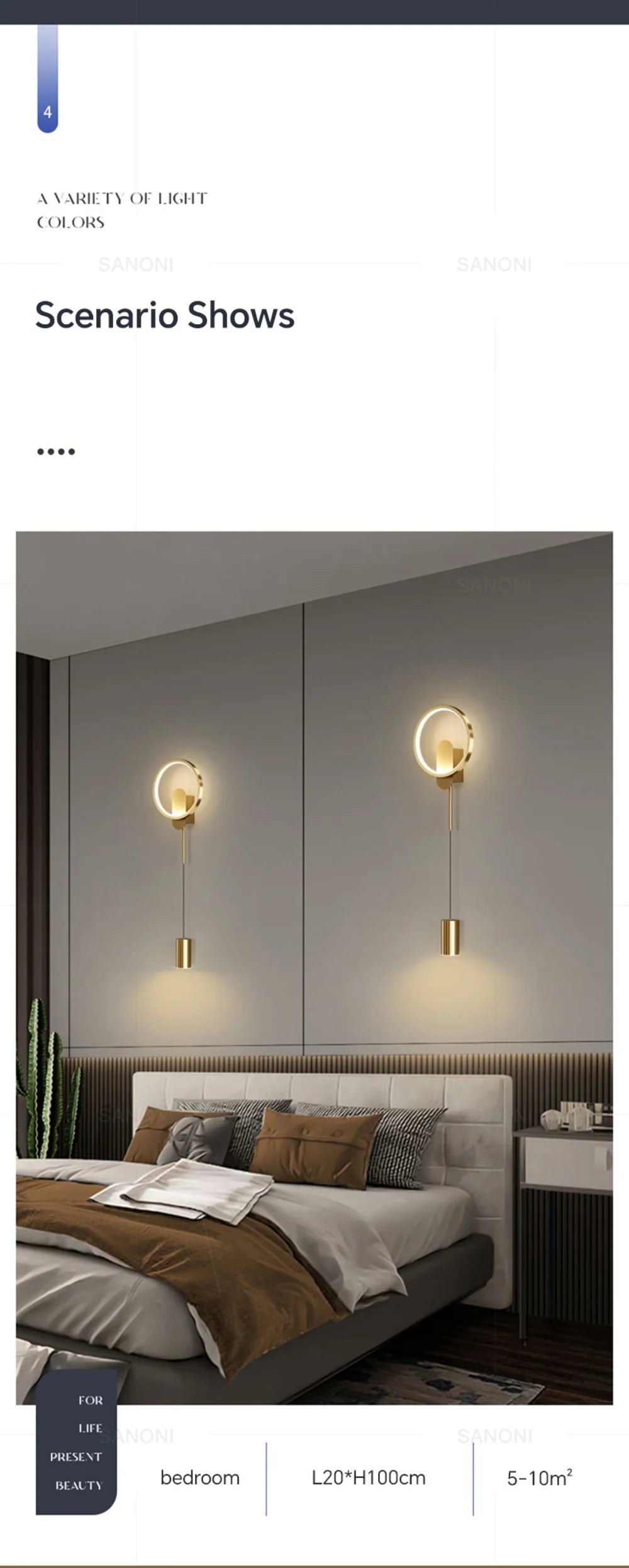 Elegant Black Gold LED Wall Sconce - Versatile Lighting Fixture for Hallways, Bedrooms, Studies, and Staircases