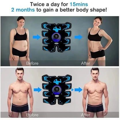 3-in-1 USB Rechargeable EMS Muscle Stimulator: Wireless Smart Abs & Arm Trainer for Effective Fitness and Body Slimming