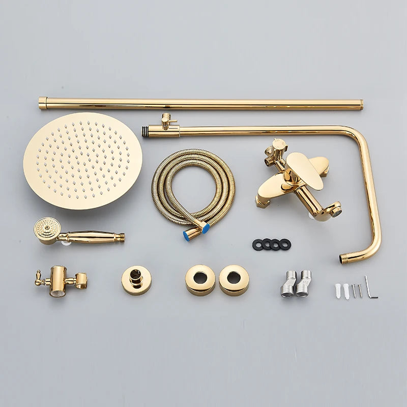 Contemporary Golden Bath & Shower Faucet - Single Handle, Rotatable Lifting Design