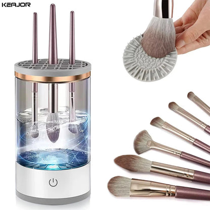 Automatic Electric Makeup Brush Cleaner - Fast Cosmetic Brush Washer with Dryer Holder Stand