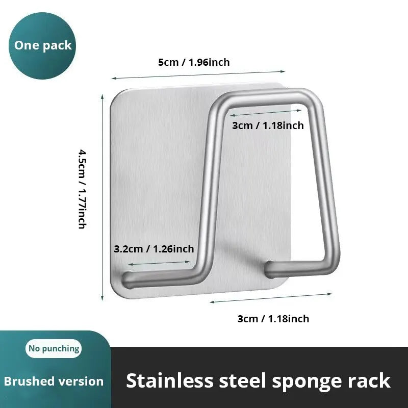 Stainless Steel Sink Sponge Rack - Durable, Space-Saving Holder for Sponges and Brushes