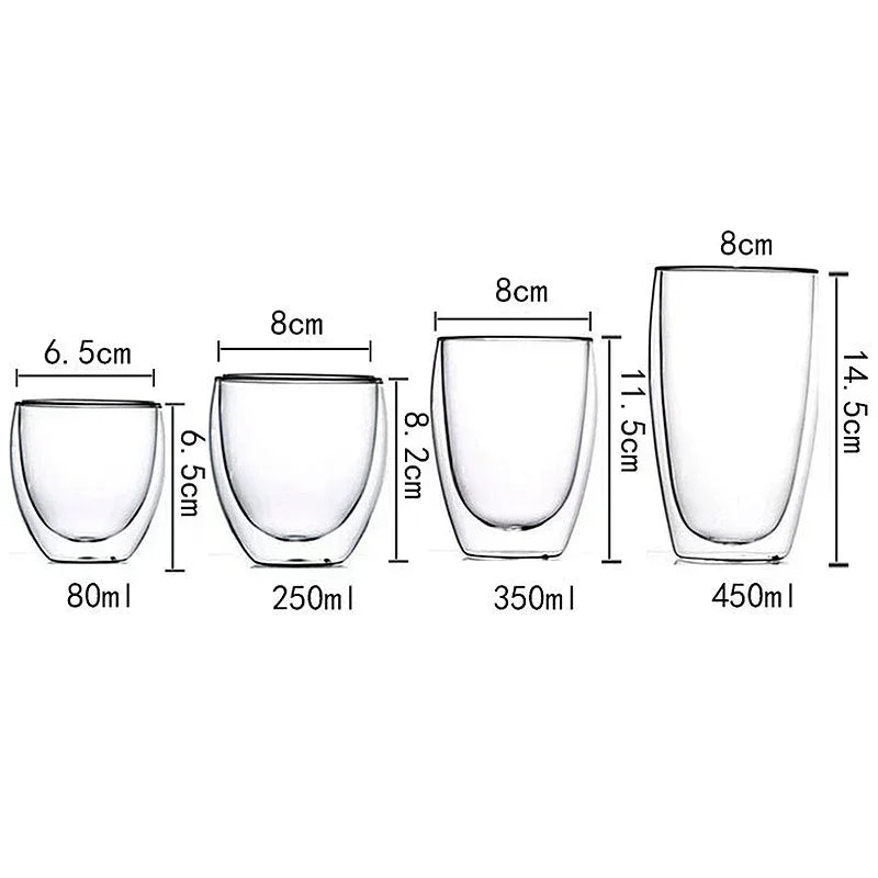 18-teiliges doppelwandiges Becherset aus Borosilikatglas – hitzebeständige Tassen für Tee, Kaffee, Saft und mehr – ideales Geschenk für Barzubehör-Enthusiasten