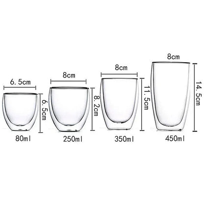 18-teiliges doppelwandiges Becherset aus Borosilikatglas – hitzebeständige Tassen für Tee, Kaffee, Saft und mehr – ideales Geschenk für Barzubehör-Enthusiasten