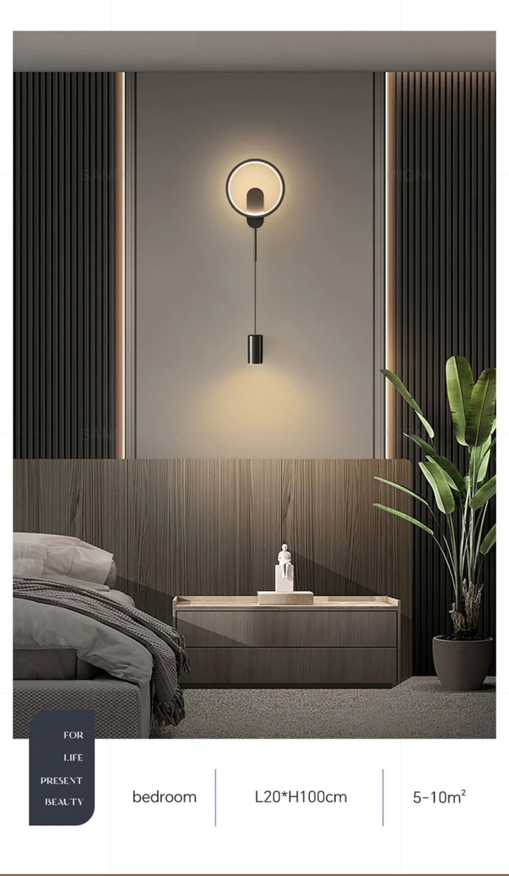 Elegant Black Gold LED Wall Sconce - Versatile Lighting Fixture for Hallways, Bedrooms, Studies, and Staircases