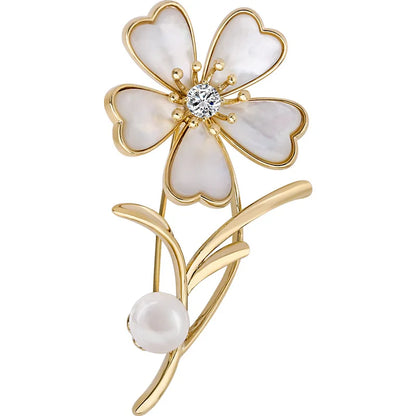 Elegant Shell Flower Pearl Brooch Pin for Women – High-Quality, Exquisite Jewelry for Suits, Casual Wear, and Special Occasions