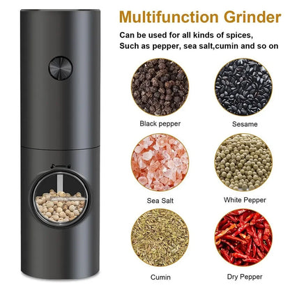 2-Piece Electric Salt and Pepper Grinder Set - Adjustable Coarseness, Refillable, Battery-Powered Kitchen Gadget