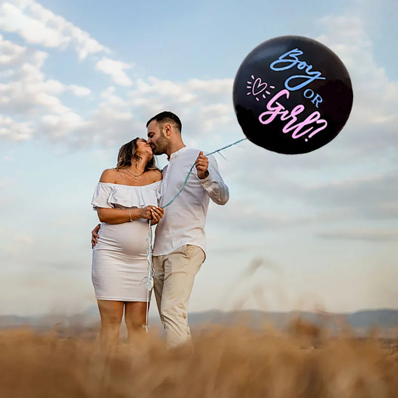 Giant Black Latex Gender Reveal Balloon with Confetti – Perfect for Baby Shower or Birthday Celebration