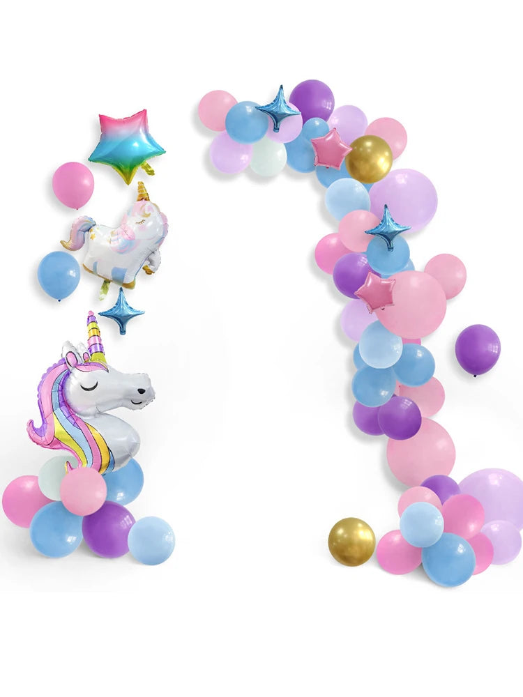 61-Piece Rainbow Unicorn Balloon Set with 32-Inch Number Foil Balloons – Perfect for 1st Birthday Parties and Baby Showers