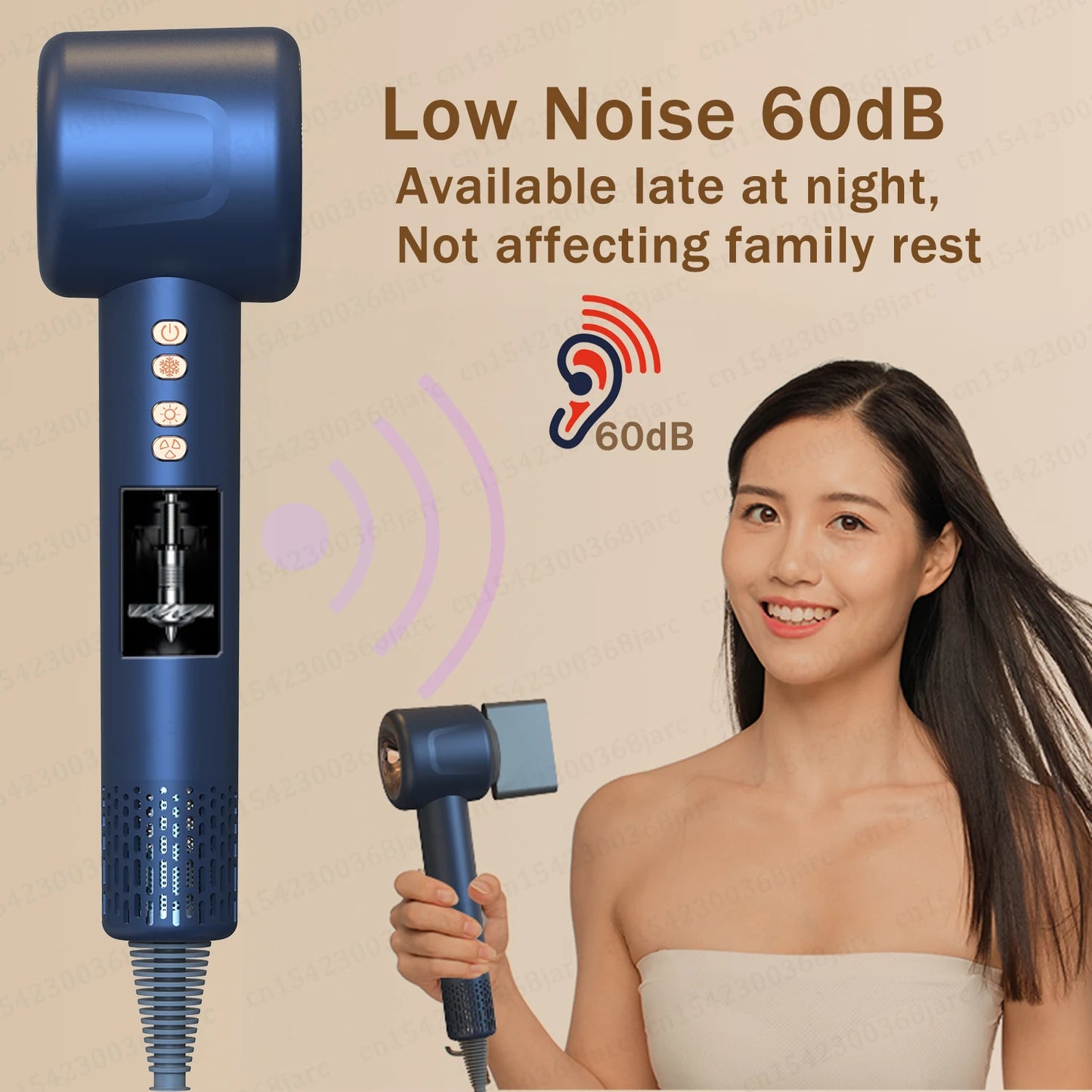 Super Hair Dryer 220V with Leafless Design and Negative Ion Technology for Enhanced Personal Hair Care and Styling