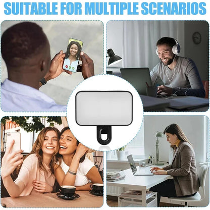 3 Modes Adjustable Brightness Mini Rechargeable Clip-On Selfie Light for Phones and Computers