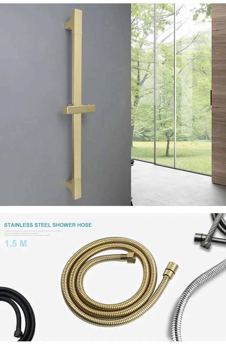 3-Function Handheld Shower with Sliding Rod Connector - Chrome, Brushed Gold, Matte Black, Gray Bathroom Accessories