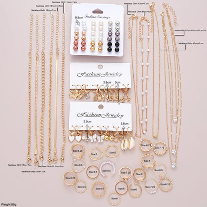 93-Piece Luxury Vintage Boho Middle Eastern Jewelry Set for Women – Elegant Butterfly, Heart, and Pearl Pendant Necklace, Ring, Earrings & More