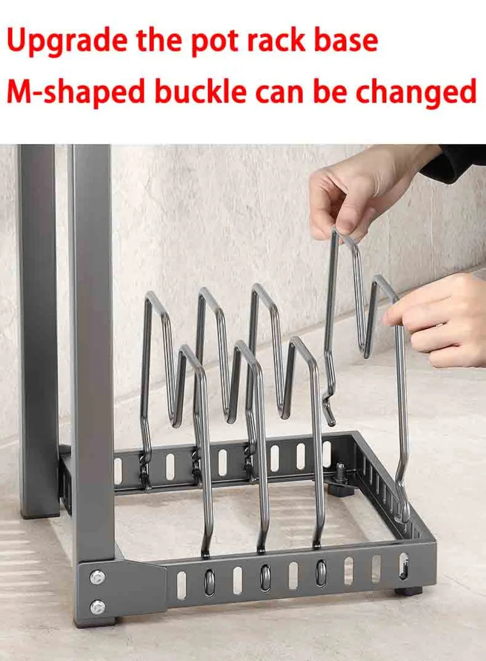 Adjustable Stainless Steel Pot Rack – Rustproof Layered Organizer for Kitchen Pans, Snap-On Design for Under Cabinet Storage