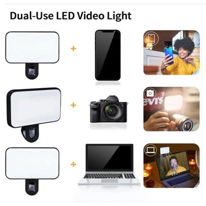 3 Modes Adjustable Brightness Mini Rechargeable Clip-On Selfie Light for Phones and Computers