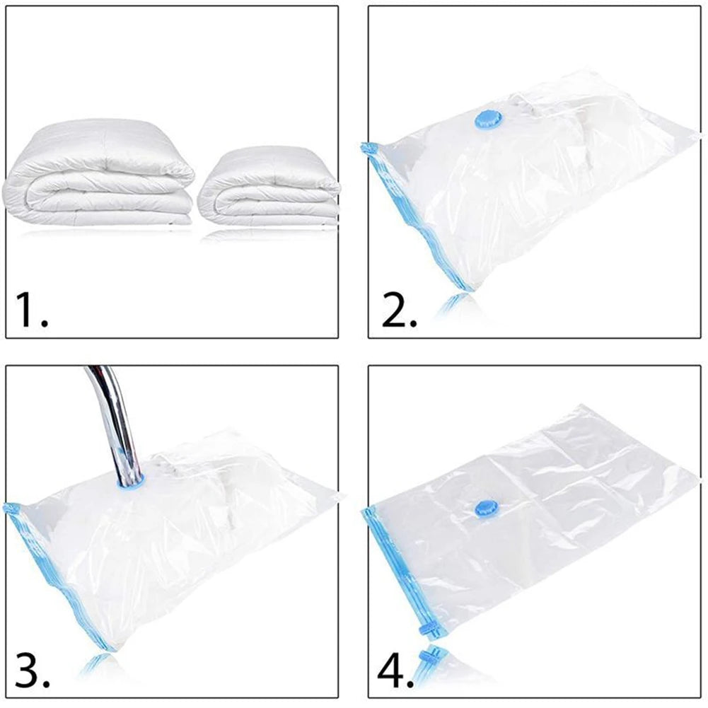 Vacuum Compression Storage Bags with Valve - Large Size for Towels, Clothes, Blankets