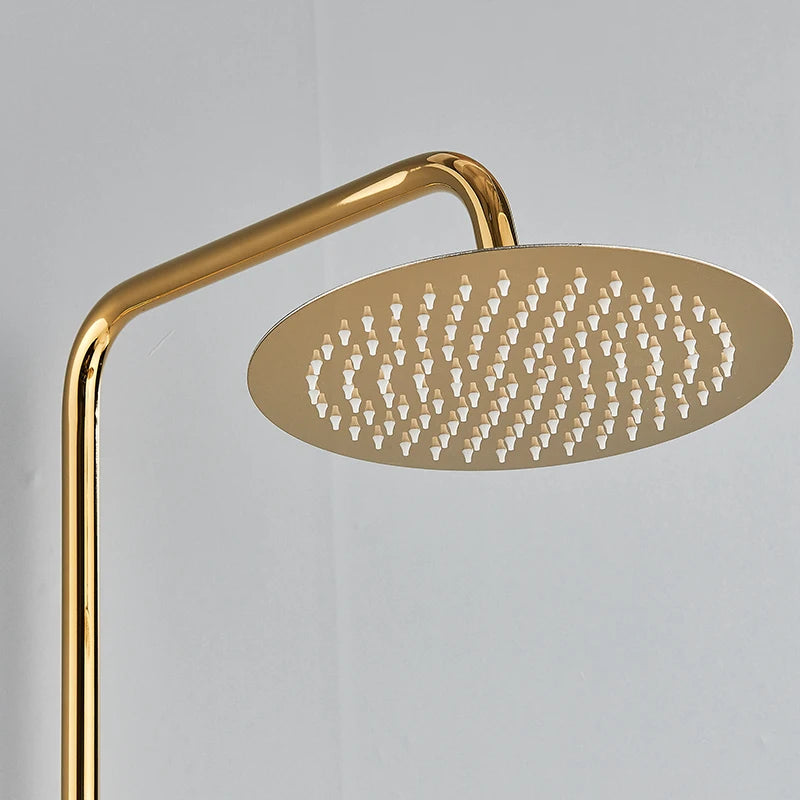 Contemporary Golden Bath & Shower Faucet - Single Handle, Rotatable Lifting Design