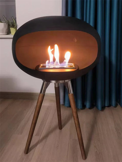 Nordic Elegance Wrought Iron Floor-Standing Fireplace: Modern Living Room Art and Heating Solution