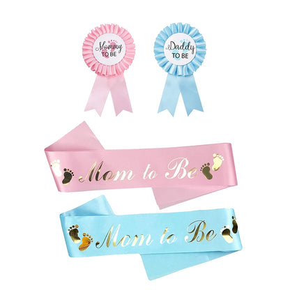 Mommy Badge & Strap Set for Baby Showers – Gender Reveal & First Birthday Party Decorations