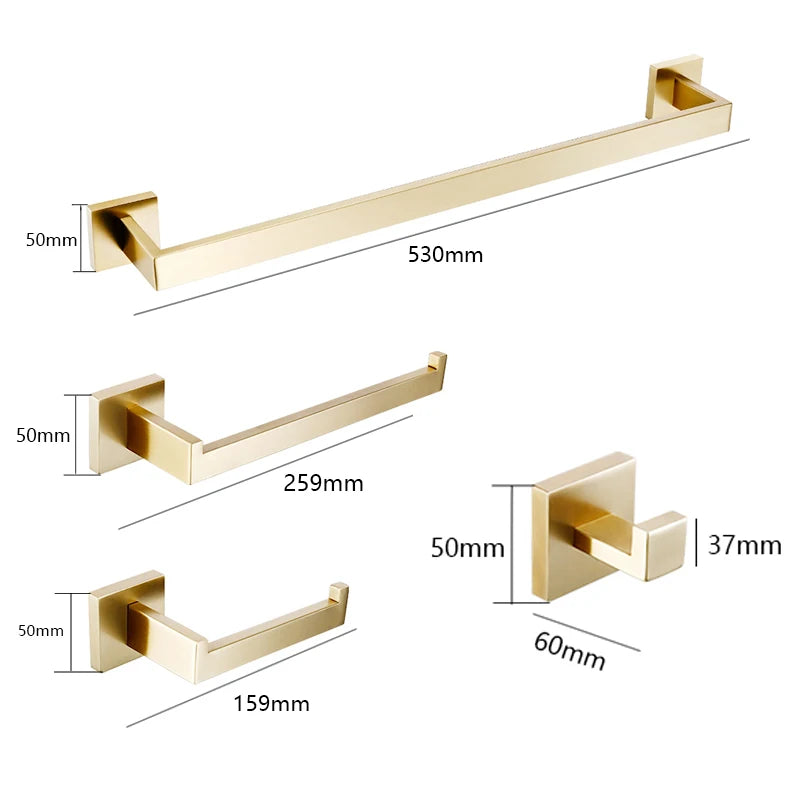 Brushed Gold Hardware Set 4 Pcs