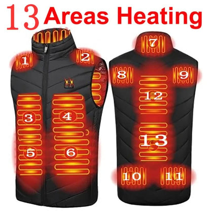 21/13/9-Zone Self-Heating Vest Jacket - Tactical Winter Coat with Heated Gloves for Men & Women