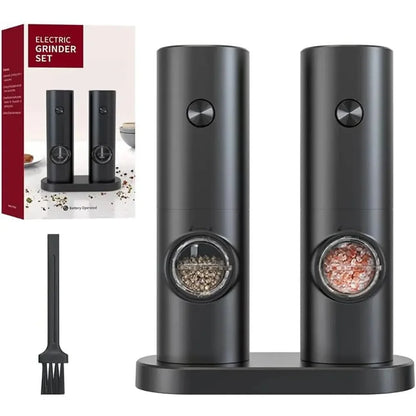 2-Piece Electric Salt and Pepper Grinder Set - Adjustable Coarseness, Refillable, Battery-Powered Kitchen Gadget