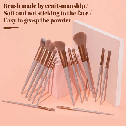 13-Piece Makeup Brush Set - Includes Blush, Eyeshadow, Concealer, Powder, and Highlighter Brushes