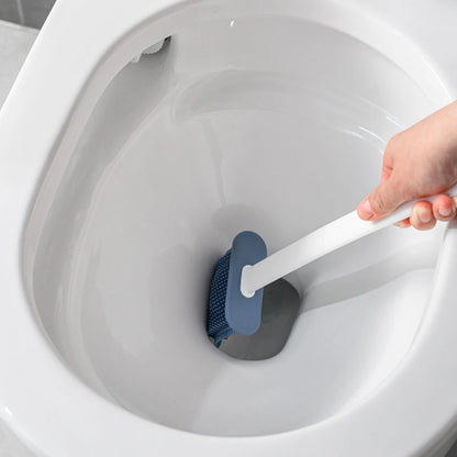 Wall Hanging Toilet Brush with Holder - Long-Handled Silicone Toilet Brush with Soft Bristles for Easy WC Cleaning