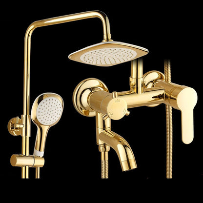 Contemporary Brass Shower Faucet with Slide Bar - Single Handle, Polished Finish