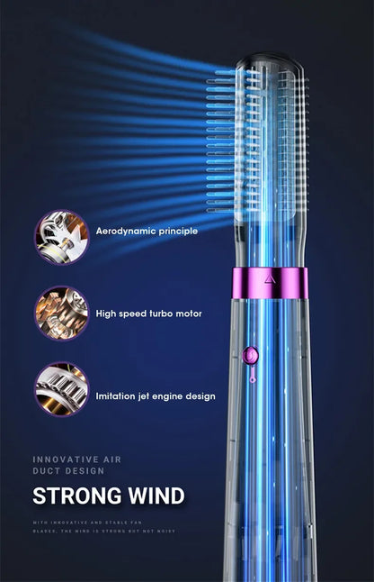 مصفف شعر متعدد الوظائف 5 في 1: مجفف هواء ساخن وبارد مع مشط وفرشاة ومكواة تجعيد ومكواة فرد الشعر