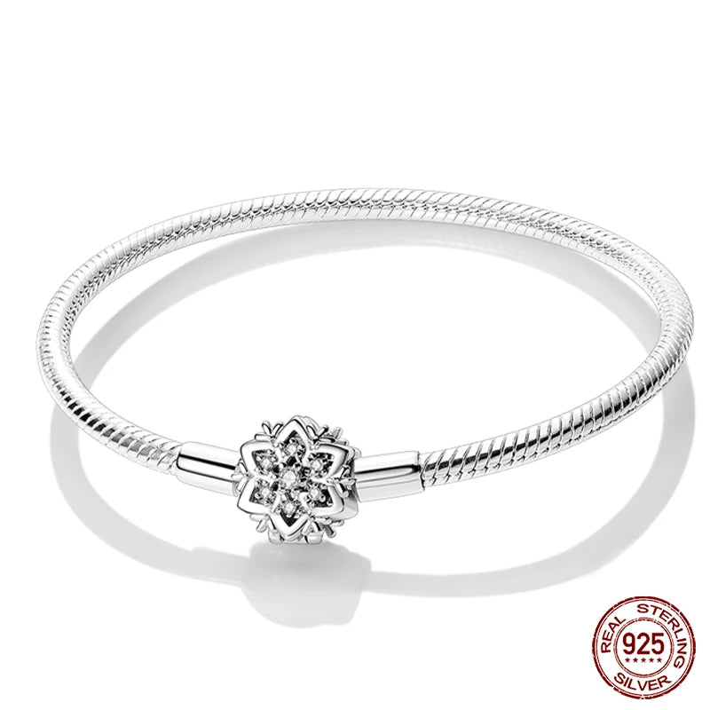 Sterling Silver 925 Bracelet with Star, Moon, Sun, and Four-Leaf Clover – Adjustable 17-20 cm