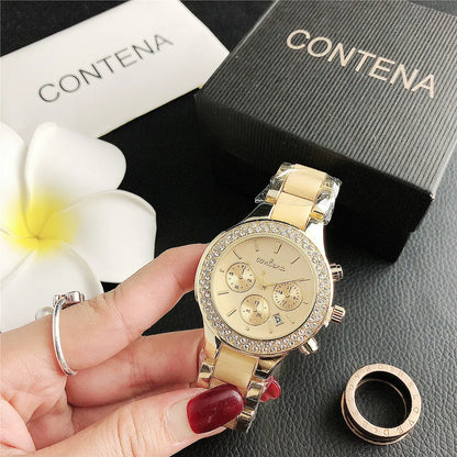 Elegant Rose Gold Women's Quartz Watch with Rhinestones – Luxury Fashion Bracelet Timepiece