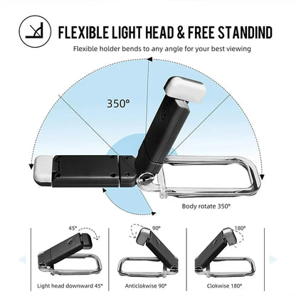 Rechargeable LED Book Light – Portable Clip-On Reading Lamp with Eye Protection, Bookmark Design, and Adjustable Brightness