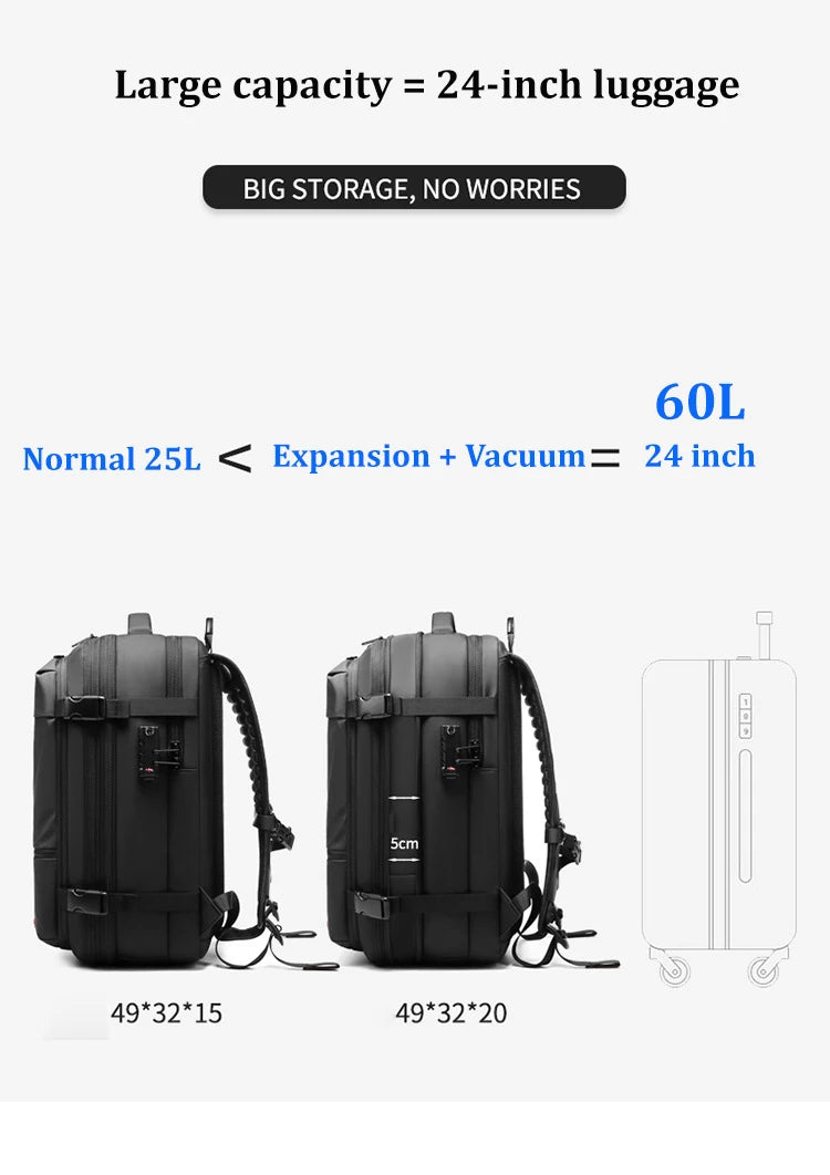 Travel Men 17'' inch  Expandable Laptop Backpack