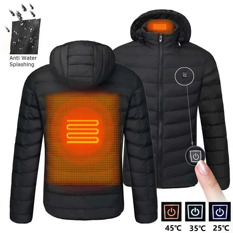 Beheizte Jacke mit 21 Zonen – warme Weste für Herren mit USB-Heizung, ideal zum Jagen, Wandern und Camping (Herbst/Winter)