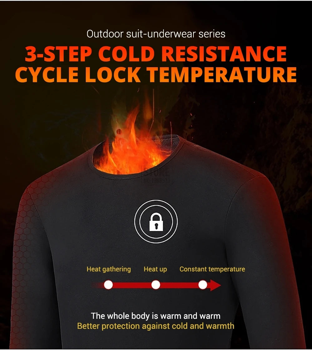 28-Zone Heated Thermal Underwear - Electric Heated Winter Sports Gear for Men