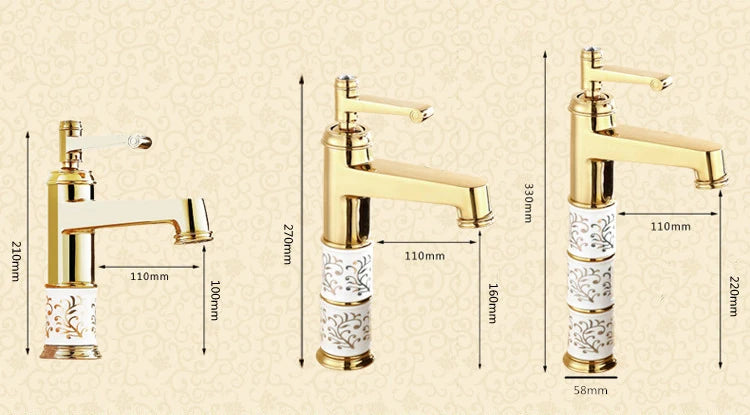 Rose Gold Deck-Mounted Brass Bathroom Basin Faucet - Modern Mixer Tap with Ceramic Cartridge