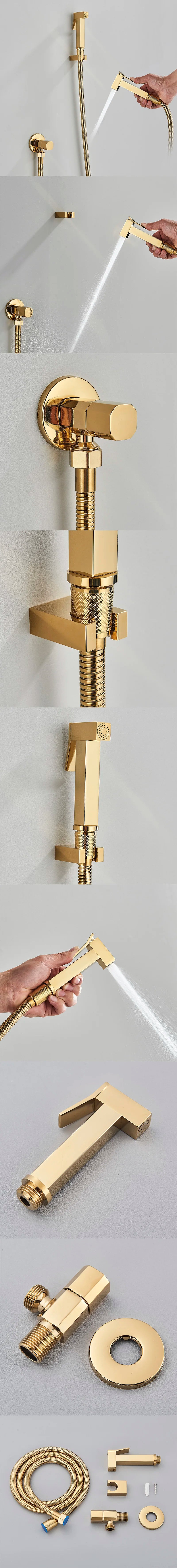 Senlesen Brushed Gold Stainless Steel Handheld Bidet Sprayer – Single Cold Water Tap for Bathroom Hygiene