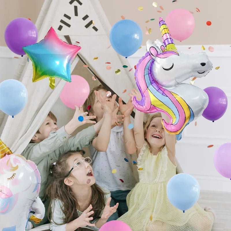 61-Piece Rainbow Unicorn Balloon Set with 32-Inch Number Foil Balloons – Perfect for 1st Birthday Parties and Baby Showers